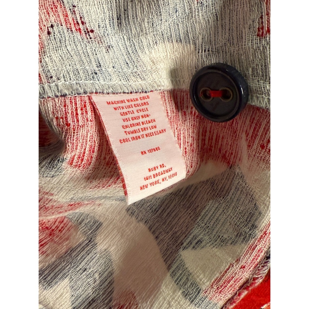Ruby Rd Floral Print Button Down Jacket Red White… - image 5